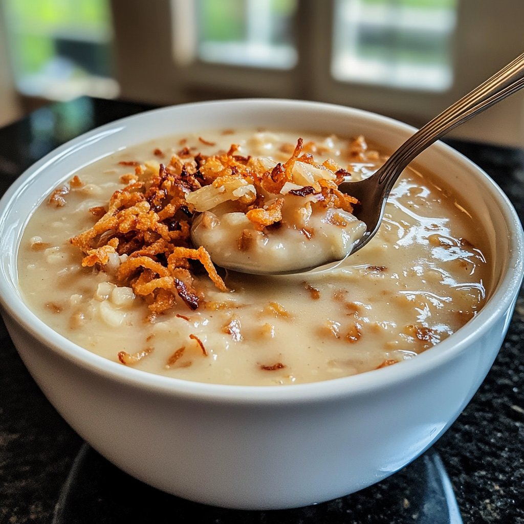 Blumenkohlsuppe mit Zwiebeln und Knoblauch