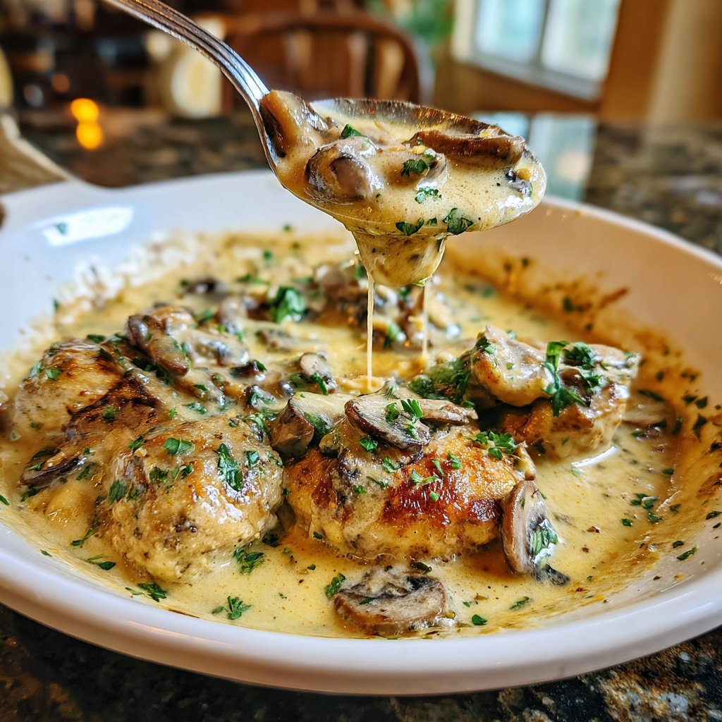 Abendessen mit cremiger Pilzpfanne