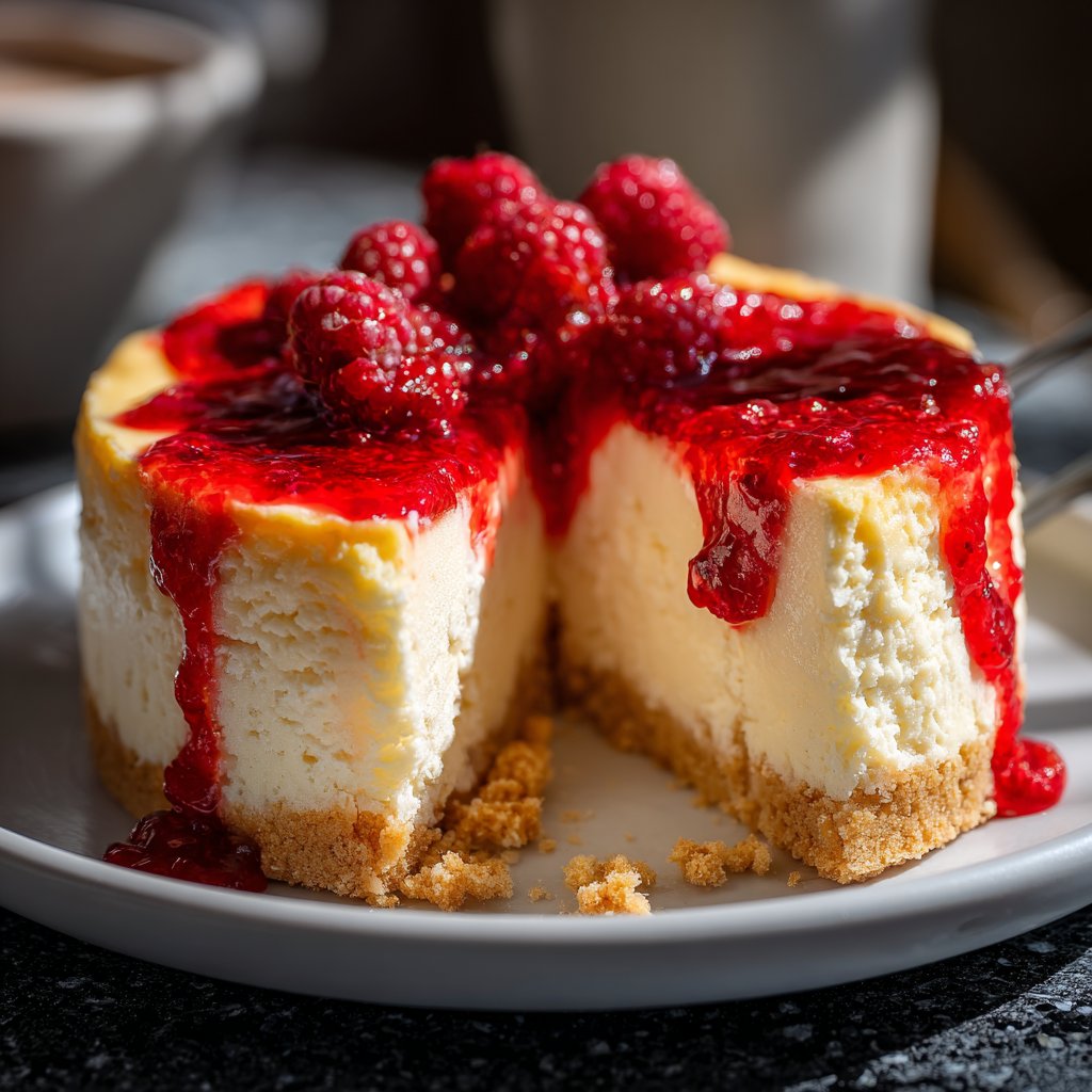 Cheesecake mit Himbeerspiegel
