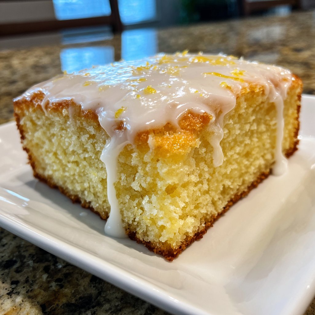 Blechkuchen mit Zitronenguss und Joghurt