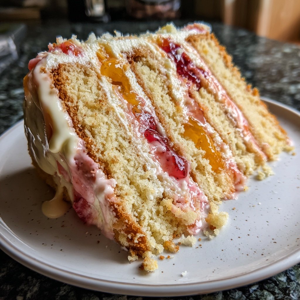 Geburtstagskuchen mit Fruchtfüllung